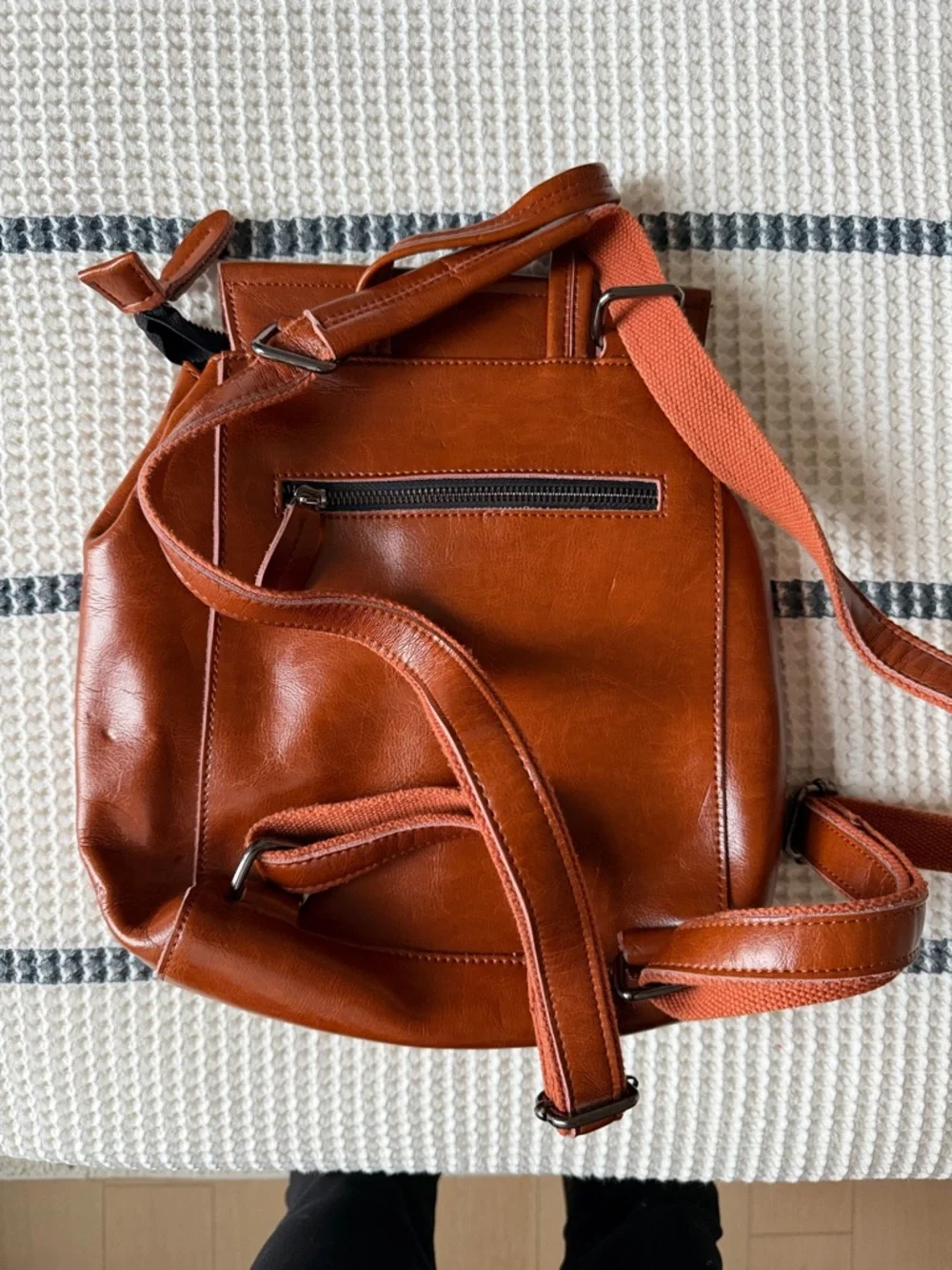 Men's Casual Brown Leather Backpack